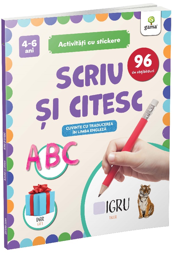 Scriu si citesc. Cuvinte cu traducere in limba engleza. Activitati cu stickere 4-6 ani