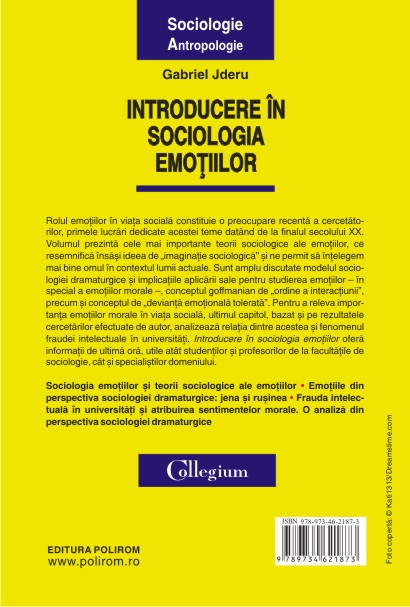 Introducere in sociologia emotiilor - Gabriel Jderu