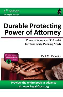 Coperta cărții 'Durable Protecting Power of Attorney: Fillable Power of Attorney (POA Only) For Your Estate Planning Needs - Paul'