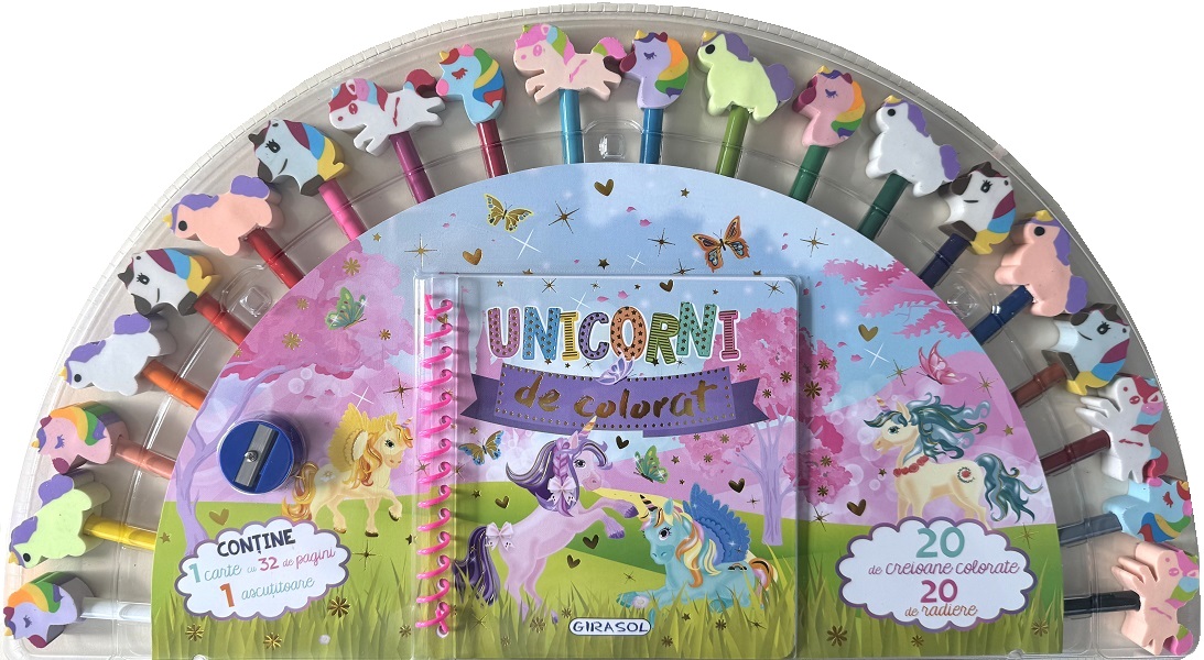 Unicorni de colorat + 20 creioane