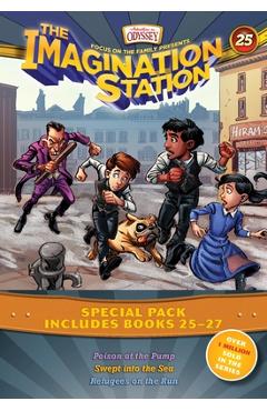 Coperta cărții 'Imagination Station Books 3-Pack: Poison at the Pump / Swept Into the Sea / Refugees on the Run - Marianne Hering'