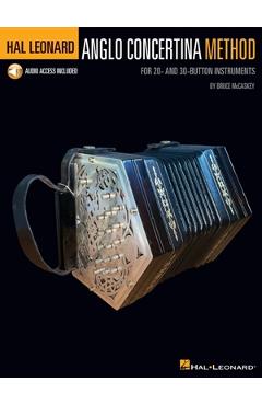 Coperta cărții 'Hal Leonard Anglo Concertina Method - For 20- And 30-Button Instruments by Bruce McCaskey - Book with Online Audio -'