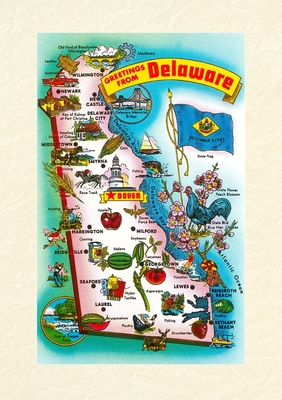 Vintage Lined Notebook Greetings from Delaware, Map - Found Image Press