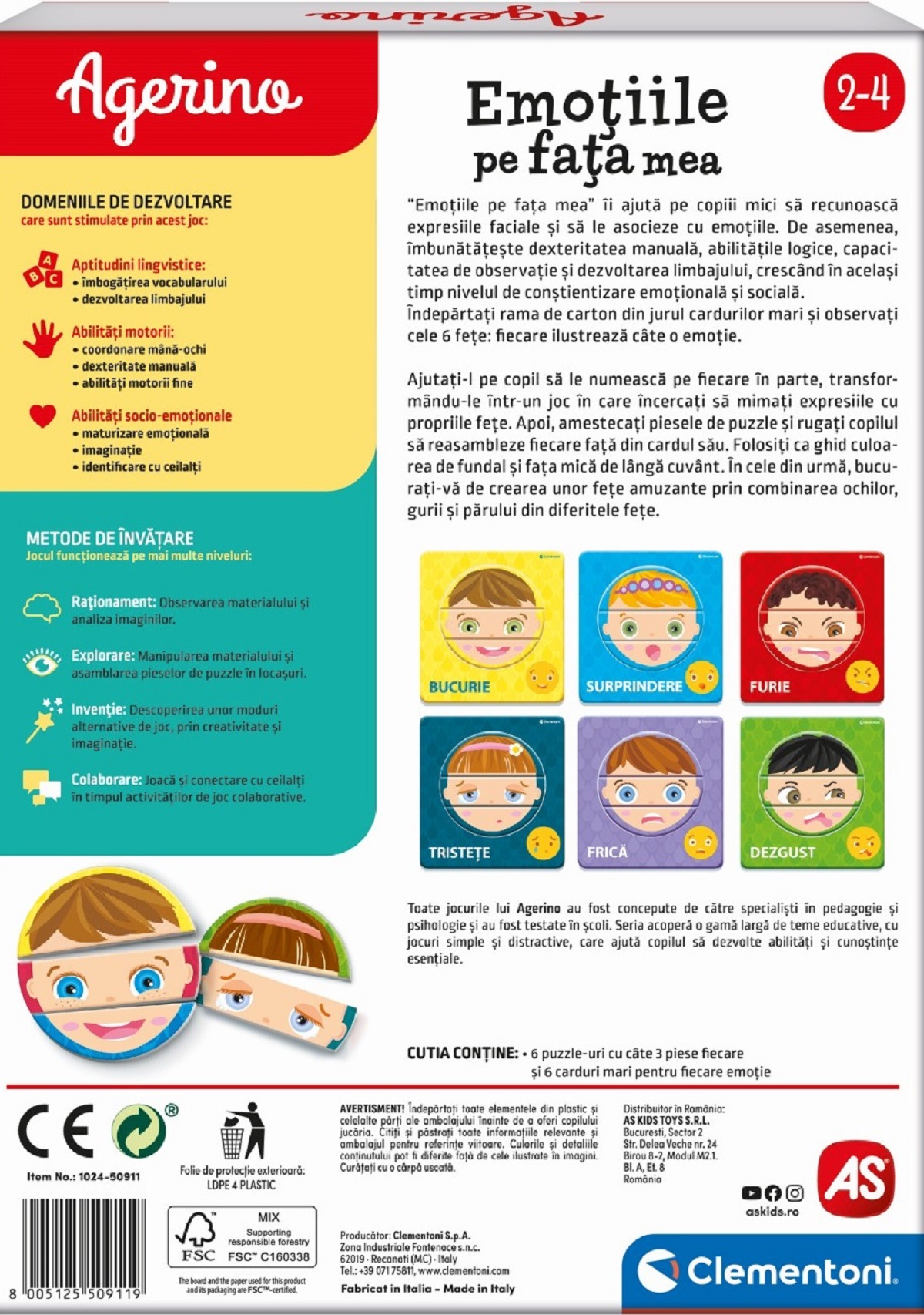 Joc educativ Agerino: Emotiile pe fata mea