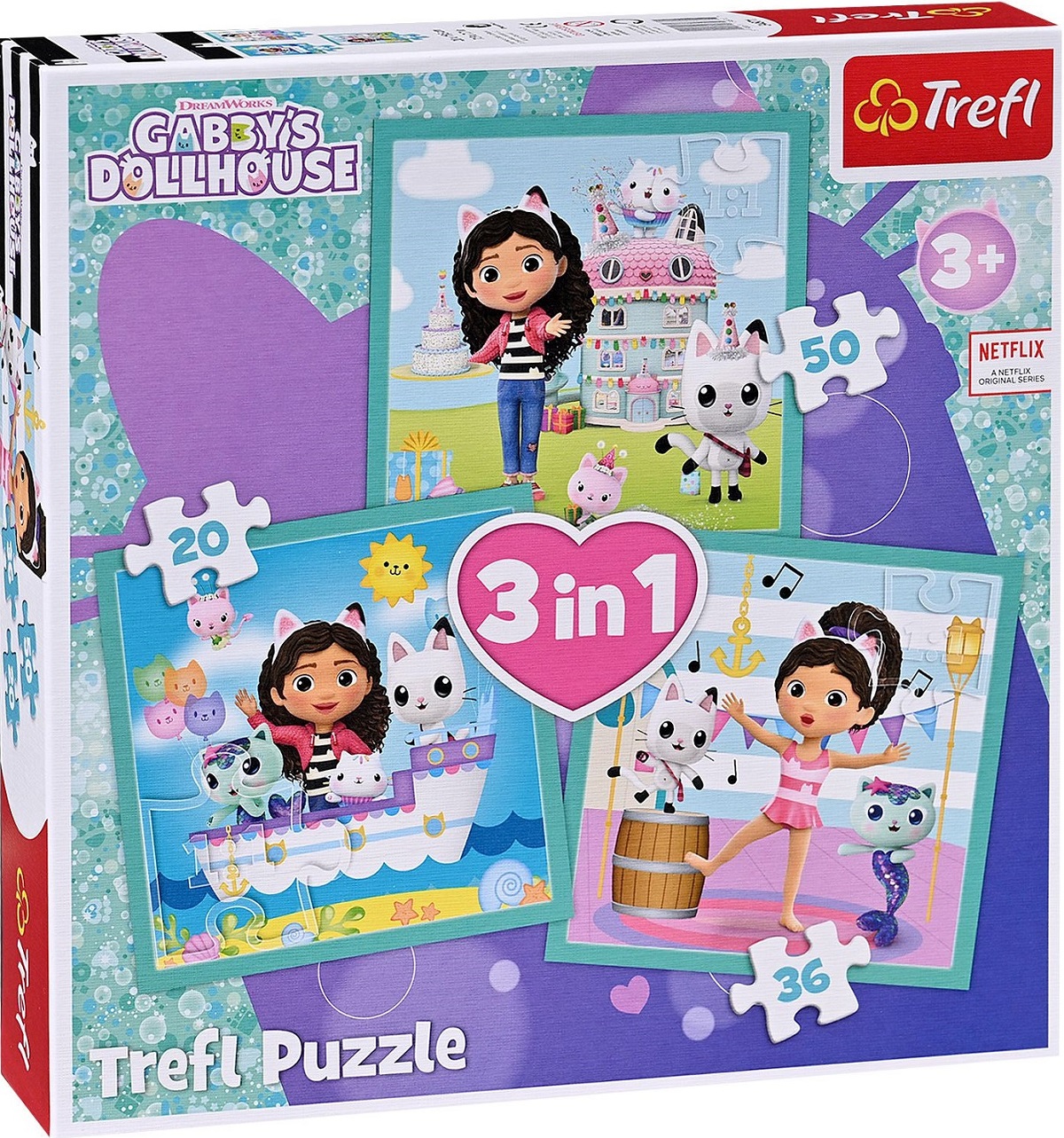 Puzzle 3 in 1. Gabby's Dollhouse. Activitatile lui Gabby