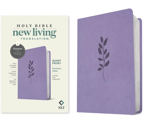 Coperta cărții 'NLT Giant Print Premium Value Bible, Filament-Enabled Edition (Leatherlike, Lavender Vine) - Tyndale'