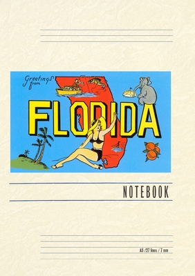 Vintage Lined Notebook Greetings from Florida, Map - Found Image Press