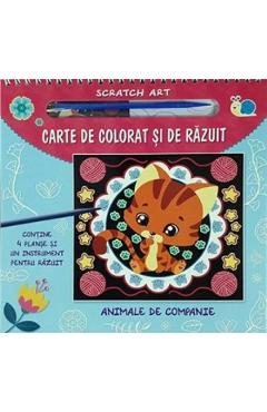 Coperta cărții 'Carte de colorat și de răzuit. Animale de companie'