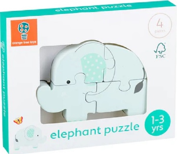 Mini puzzle 3D lemn: Elefant