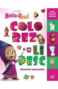 Masha si Ursul. Colorez si lipesc. Aventuri amuzante
