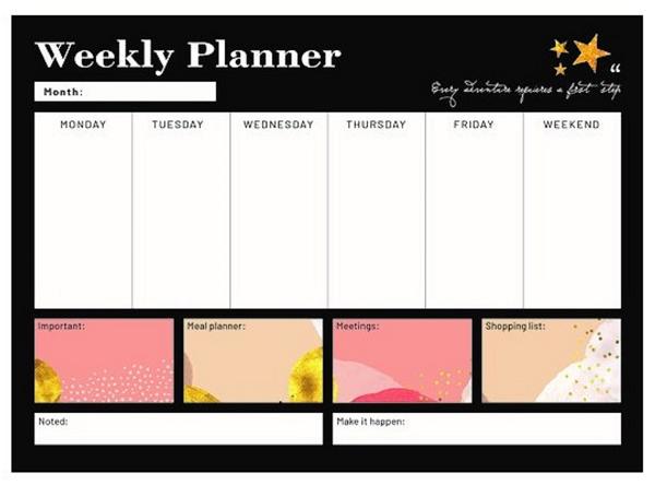 Planner saptamanal: Glitter Gold