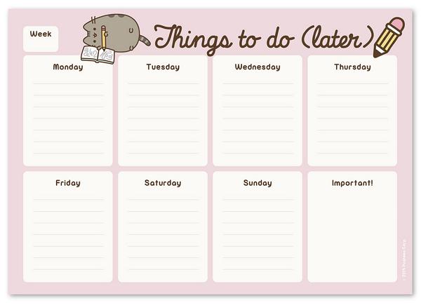 Planner saptamanal: Pusheen. Rose