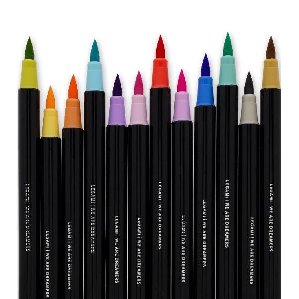 Set 12 carioci tip pensula - brush markers pastel