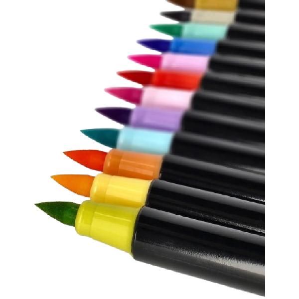 Set 12 carioci tip pensula - brush markers pastel