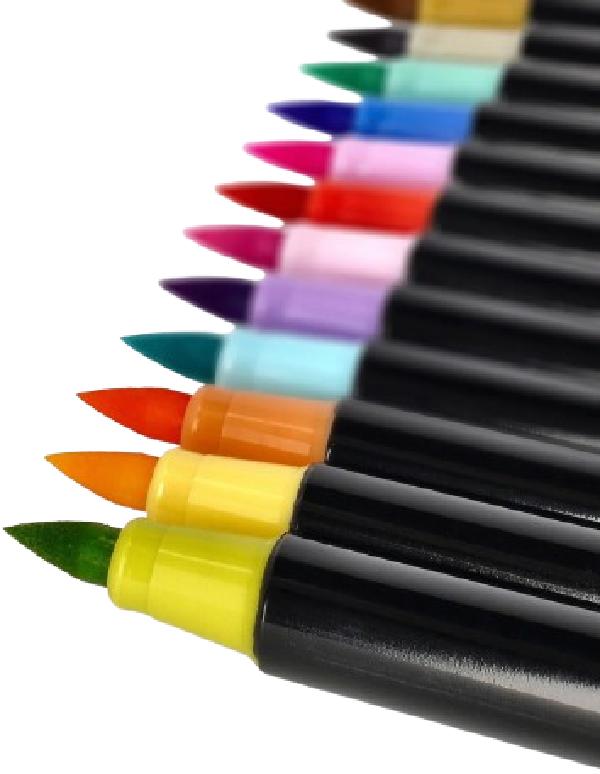 Set 12 carioci tip pensula - brush markers pastel
