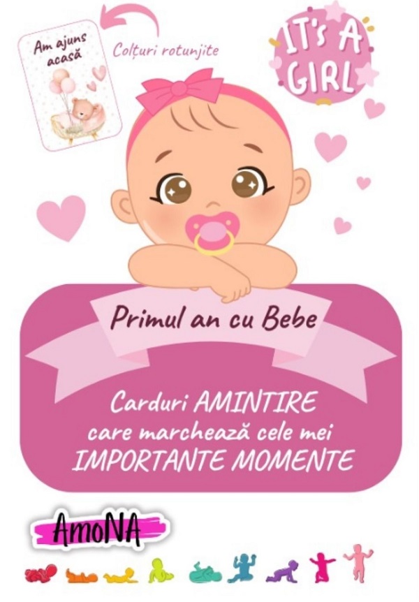 Primul an cu bebe. 20 carduri amintire: It's a Girl