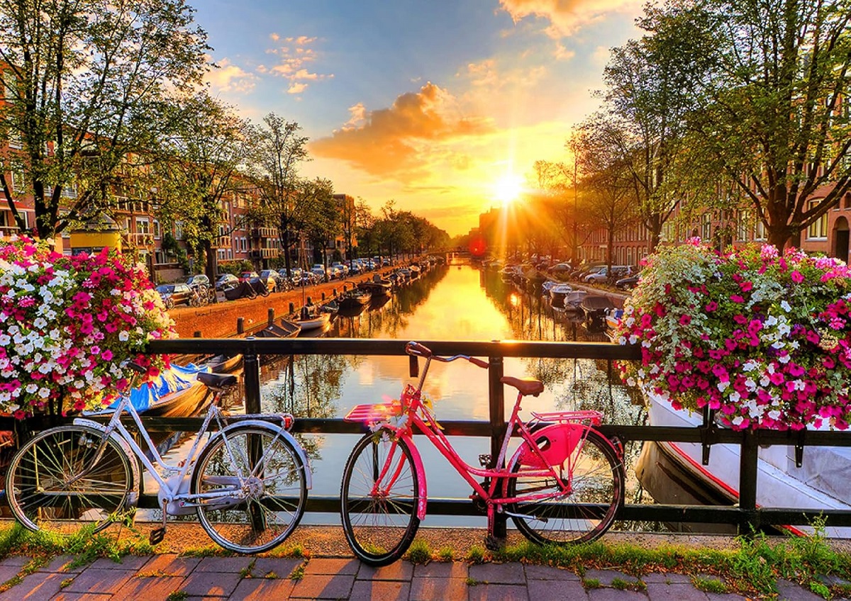 Puzzle 1010 din lemn: Bicicletele din Amsterdam