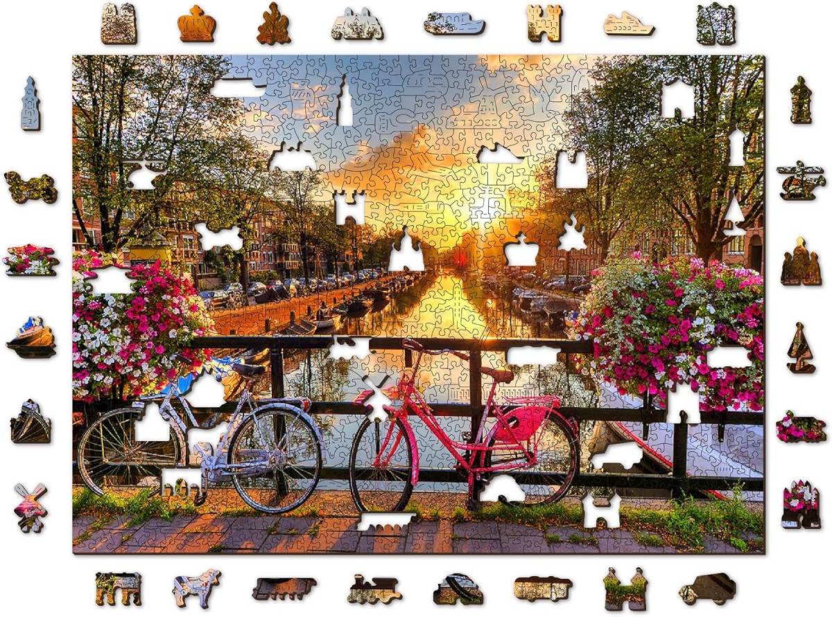 Puzzle 1010 din lemn: Bicicletele din Amsterdam