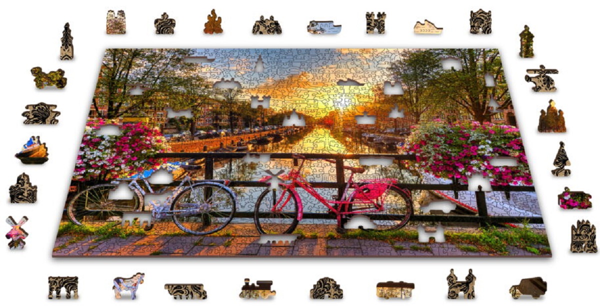 Puzzle 1010 din lemn: Bicicletele din Amsterdam