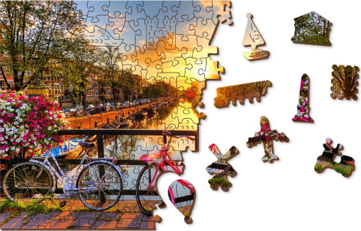 Puzzle 1010 din lemn: Bicicletele din Amsterdam