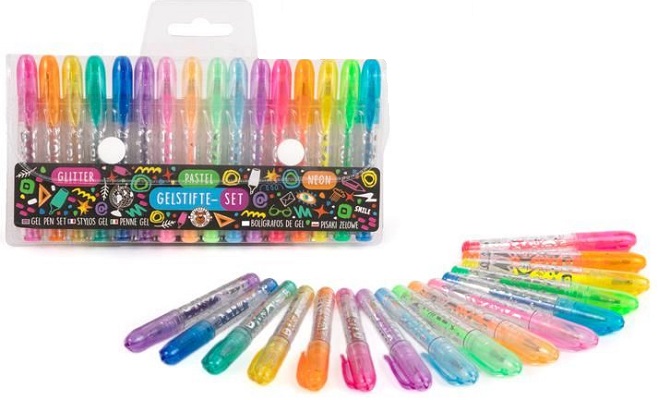 Set 16 mini pixuri cu gel. Glitter, neon, pastel