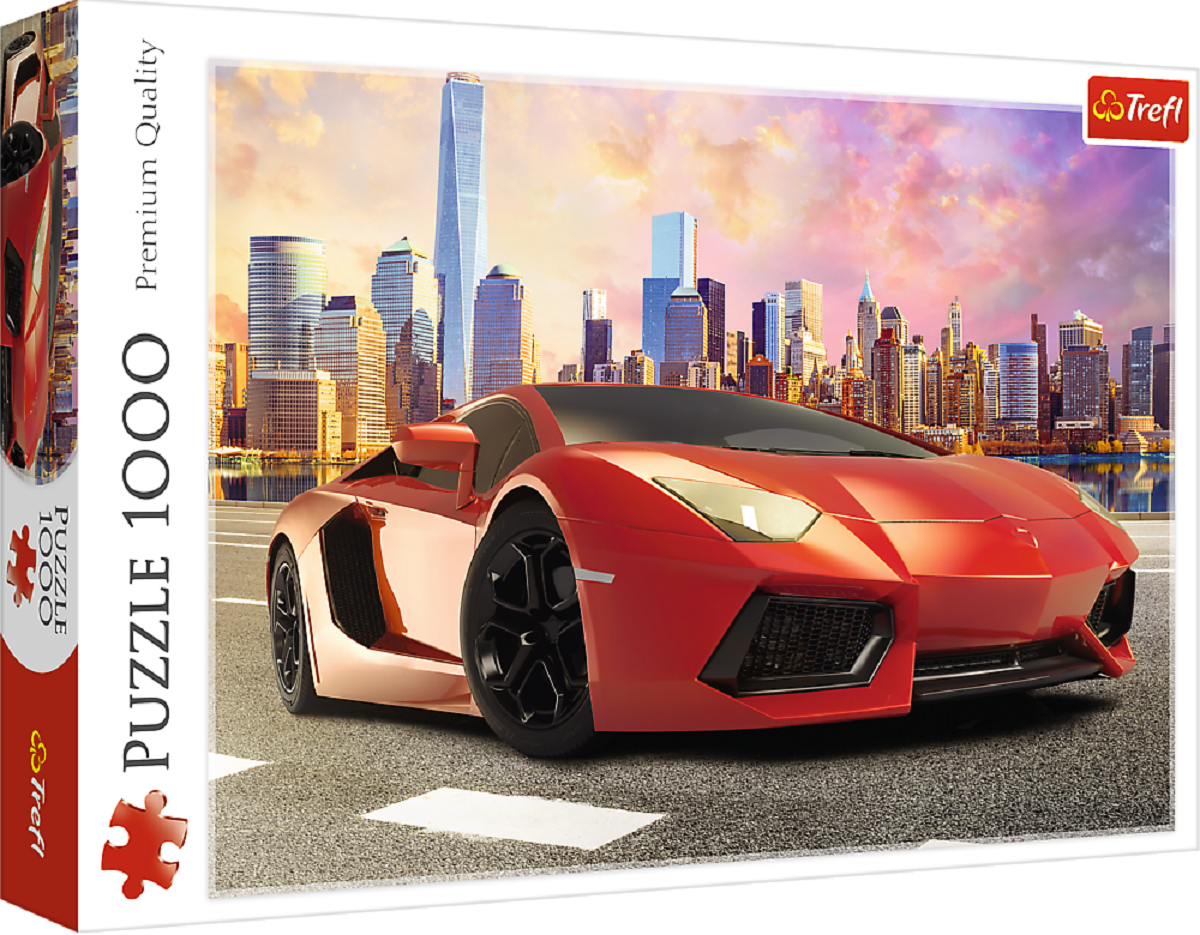 Puzzle 1000: Lamborghini rosu. Sunset Ride