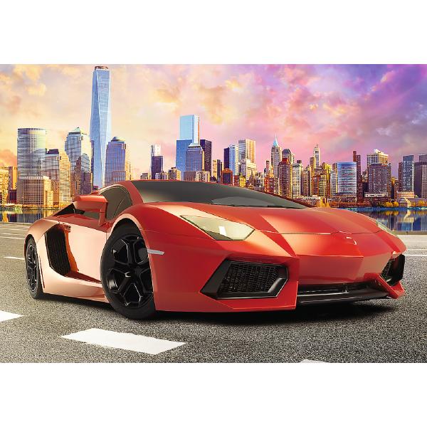 Puzzle 1000: Lamborghini rosu. Sunset Ride