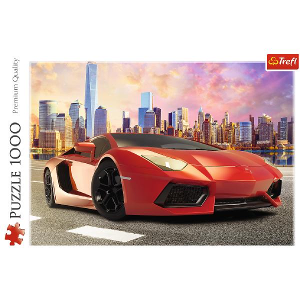 Puzzle 1000: Lamborghini rosu. Sunset Ride