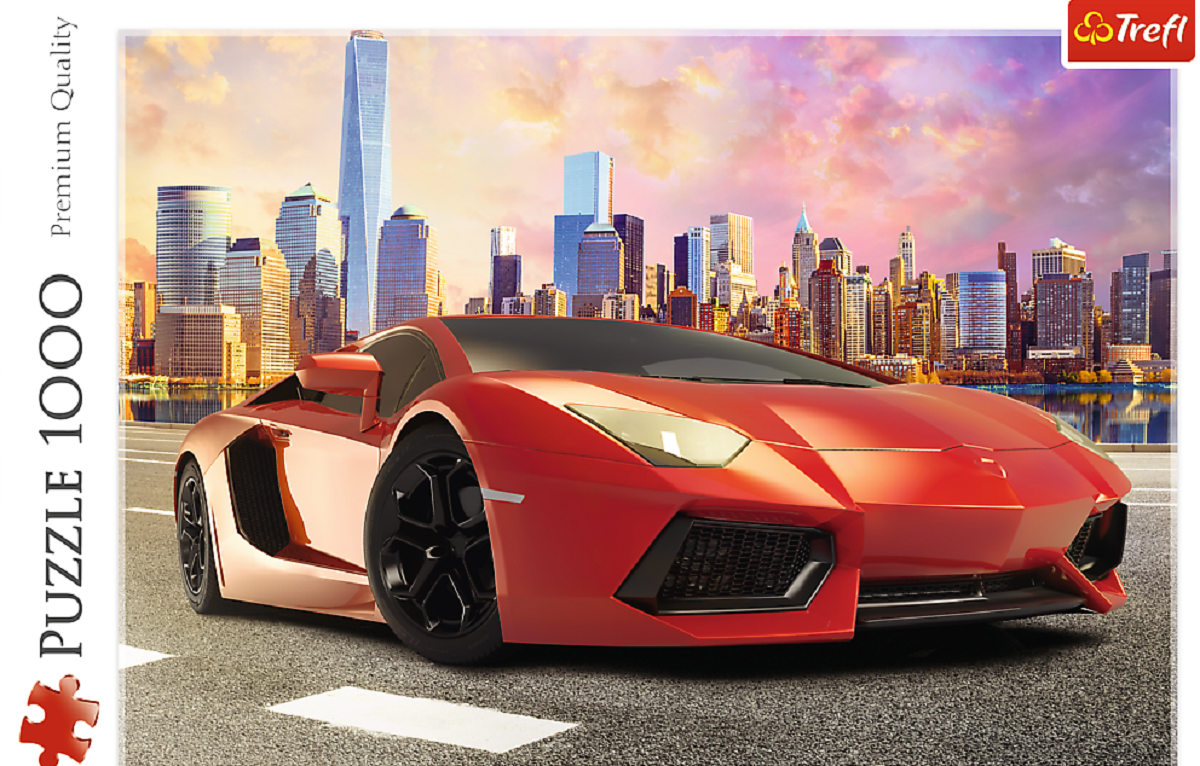 Puzzle 1000: Lamborghini rosu. Sunset Ride