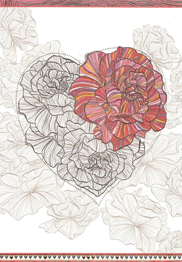 Felicitare: Inima si floare