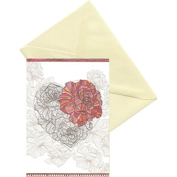 Felicitare: Inima si floare