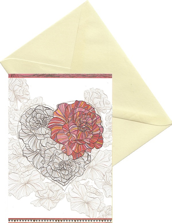 Felicitare: Inima si floare