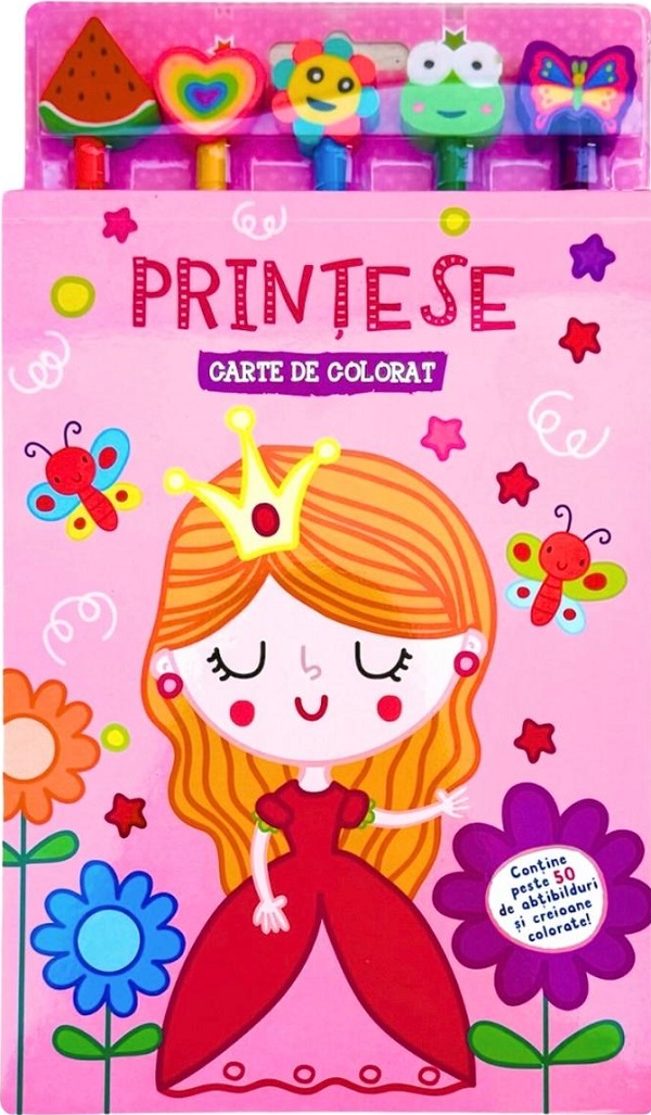 Carte de colorat cu 5 creioane. Printese
