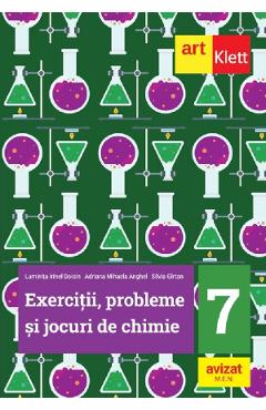 Coperta cărții 'Exercitii, probleme si jocuri de chimie - Clasa 7 - Luminita Irinel Doicin, Adriana Mihaela Anghel, Silvia Girtan'