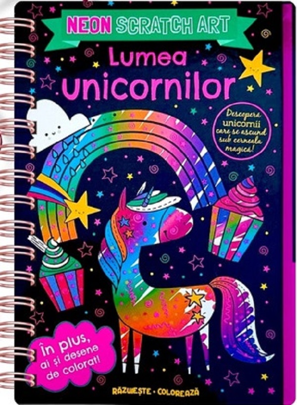 Lumea unicornilor. Scratch Art. Neon