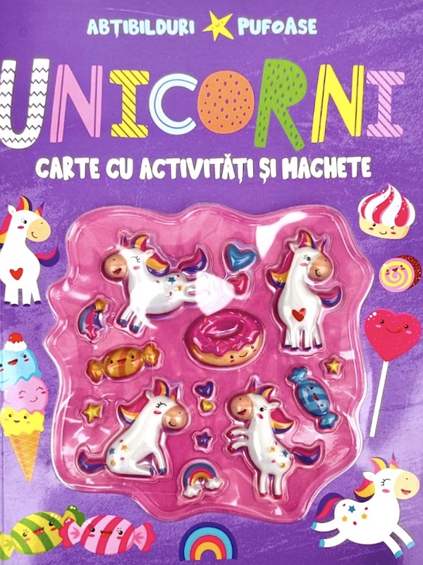 Unicorni. Abtibilduri pufoase. Carte cu activitati si machete