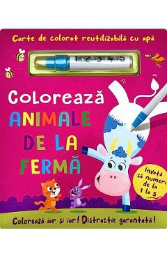 Poza produsului Carte de colorat cu apa. Reutilizabila: Coloreaza animale de la ferma