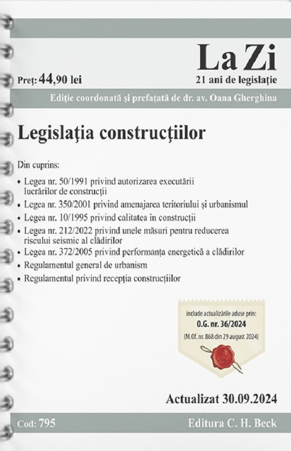 Legislatia constructiilor Act.30 Septembrie 2024 - Oana Gherghina