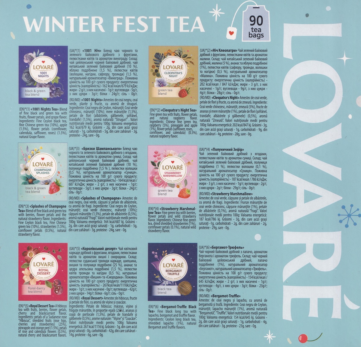 Set ceai: 6 arome x 15 pliculete. Winter Fest Tea