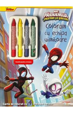 Disney. Marvel. Paienjenelul si prietenii lui uimitori. Coloram cu echipa uimitoare. Carte de colorat cu 4 creioane cerate