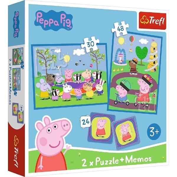 Puzzle 2 in 1: Memo Peppa Pig. Momentele fericite