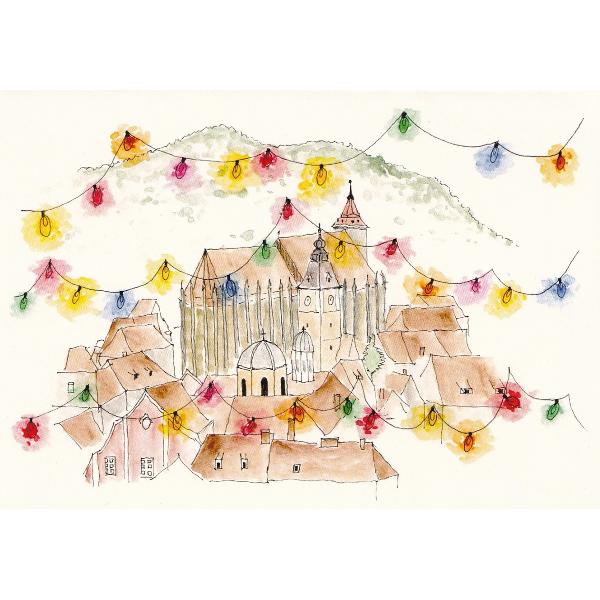 Felicitare: Biserica Neagra in sarbatoare