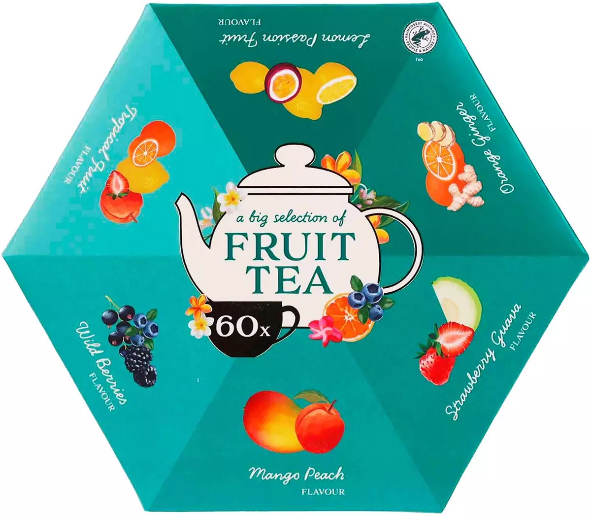 Set ceai negru cu aroma de fructe: 6 arome x 10 pliculete. Hexagon Tea Box