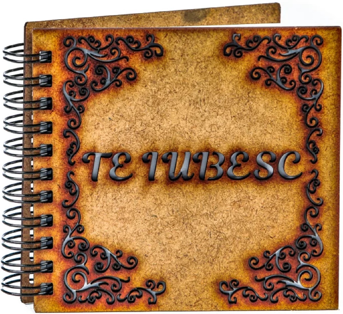 Agenda din lemn: Te iubesc