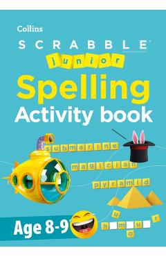 Coperta cărții 'SCRABBLE™ Junior Spelling Activity Book Age 8-9 -'
