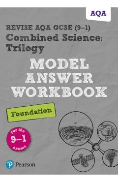 Coperta cărții 'Pearson REVISE AQA GCSE Combined Science Trilogy (Foundation) Model Answers Workbook - 2025 and 2026 exams -'