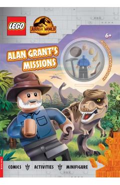 Coperta cărții 'LEGO® Jurassic World™: Alan Grant’s Missions: Activity Book with Alan Grant minifigure -'