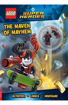 Coperta cărții 'LEGO® DC Super Heroes™: Maven of Mayhem (with Harley Quinn™ LEGO minifigure and megaphone) -'