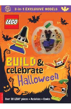 Coperta cărții 'LEGO® Books: Build & Celebrate Halloween (includes over 30 pieces) -'