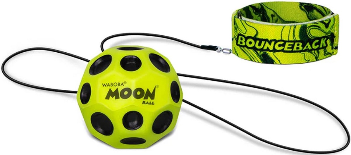 Minge hiperelastica: Waboba Moon ball cu elastic. Galbena